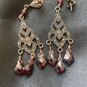 Garnet earrings and bracelet set